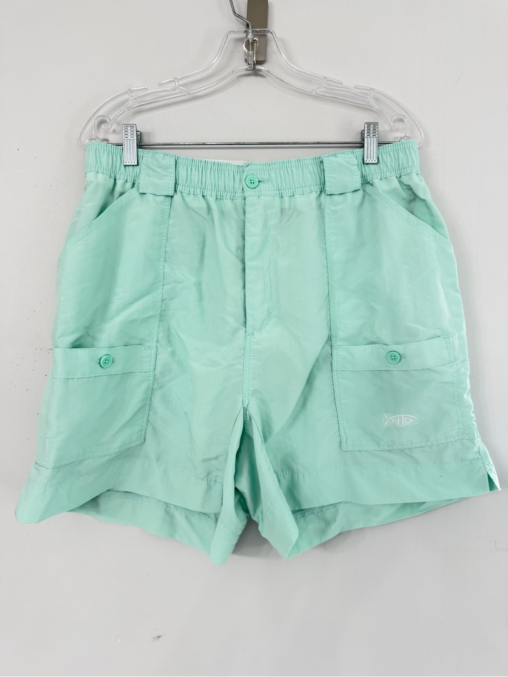 AFTCO Men’s 38 waist 6” inseam shorts lightweight mint sea green fishing outdoor
